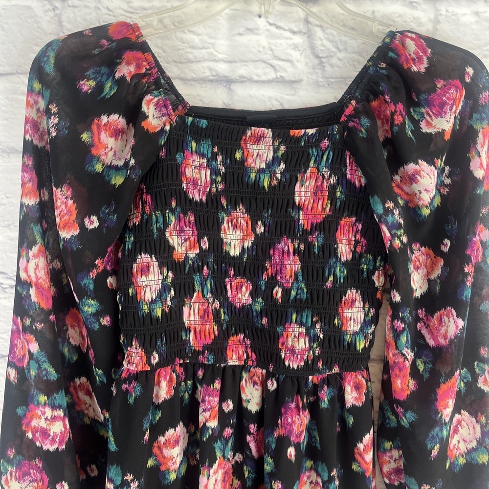 Art Class Girls Boho Smocked Floral Print Dress Size 10/12 - Picture 3 of 7